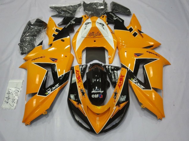 Kawasaki ZX10R Motorrad Verkleidung 2006-2007 - Orange Weiss Schwarz Rennen Elf