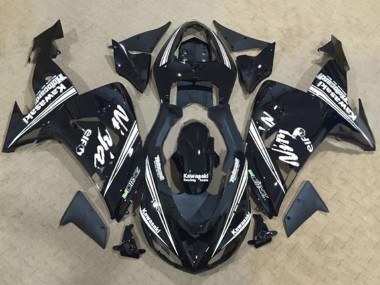 Kawasaki ZX10R Motorrad Verkleidung 2006-2007 - Glanzendes Schwarz Weiss Streifen Elf