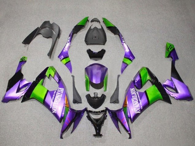 Kawasaki ZX10R Motorrad Verkleidung 2008-2010 - Lila Grun Schwarz Evangelion