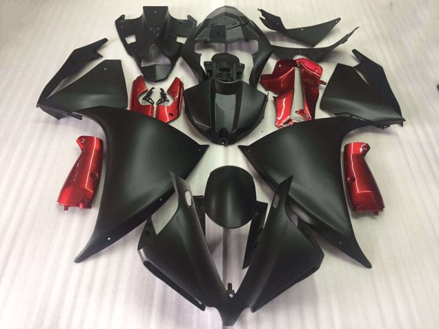Yamaha YZF R1 Motorrad Verkleidung 2012-2014 - Matt Schwarz Glanzendes Rot
