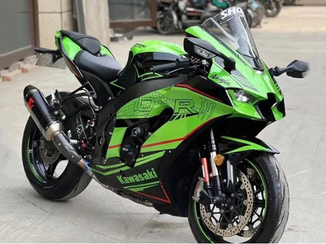 Kawasaki ZX10R Motorrad Verkleidung 2021-2025 - Grun Schwarz Rot Streifen