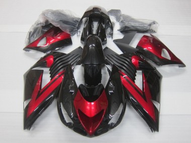 Kawasaki ZX14R ZZR1400 Motorrad Verkleidung 2006-2011 - Bonbon Rot Glanzendes Schwarz