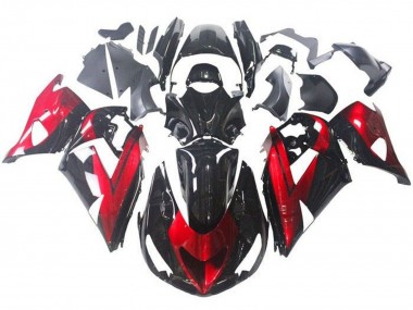 Kawasaki ZX14R ZZR1400 Motorrad Verkleidung 2006-2011 - Rot Glanzendes Schwarz