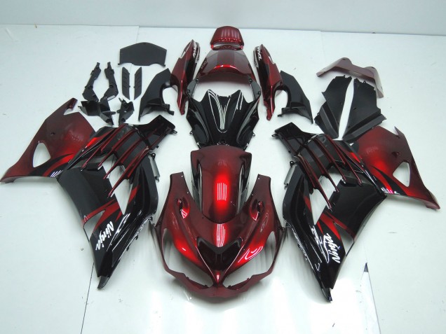 Kawasaki ZX14R ZZR1400 Motorrad Verkleidung 2012-2024 - Rot Glanzendes Schwarz Weiss Ninja
