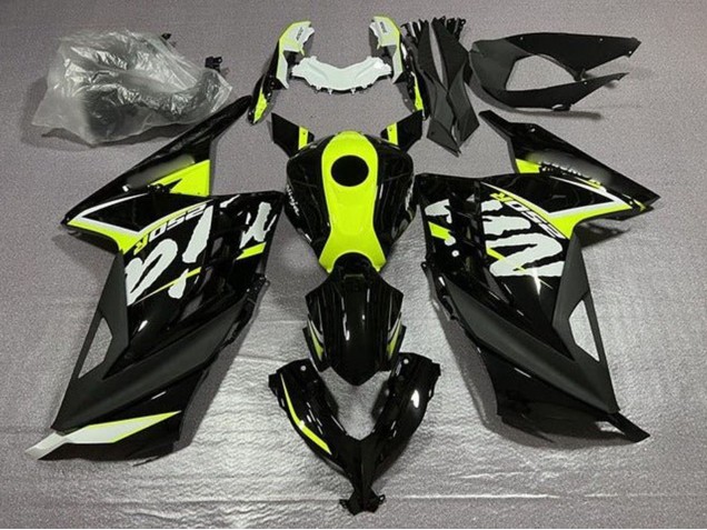 Kawasaki EX300 Motorrad Verkleidung 2013-2024 - Glanzendes Schwarz Neon Gelb Weiss