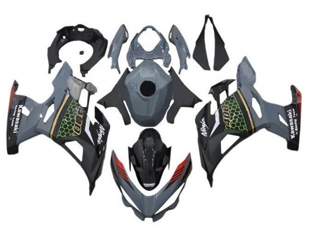 Kawasaki Ninja 400 Motorrad Verkleidung 2018-2024 - Grau Schwarz Rot Bienenwabe