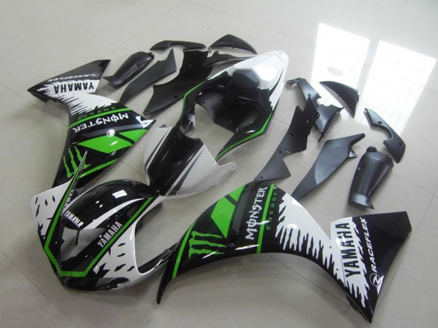 Yamaha YZF R1 Motorrad Verkleidung 2012-2014 - Weiss Schwarz Grun Monster