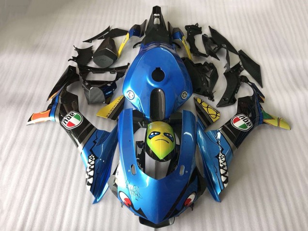 Yamaha YZF R1 Motorrad Verkleidung 2015-2019 - Blau Gelb Hai