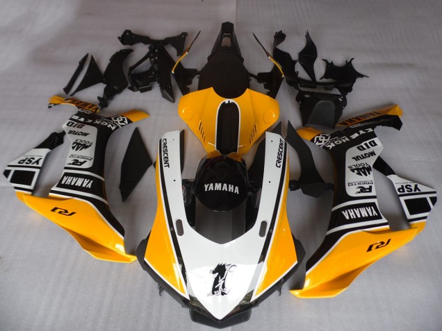 Yamaha YZF R1 Motorrad Verkleidung 2015-2019 - Orange Weiss Schwarz Motul YSP