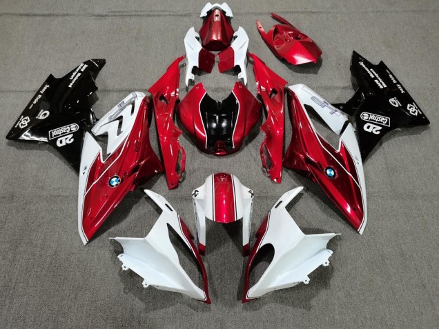 BMW S1000RR Motorrad Verkleidung 2009-2014 - Weiss Rot Glanzendes Schwarz Castrol