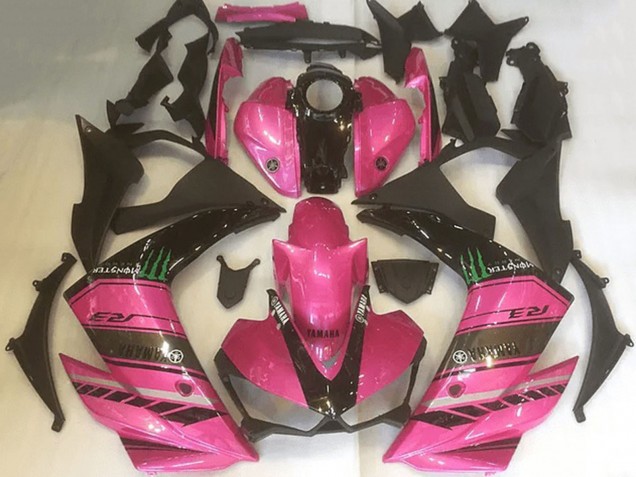 Yamaha YZF R3 Motorrad Verkleidung 2015-2018 - Rosa Schwarz Grun Monster