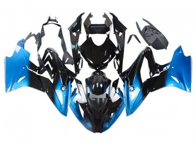BMW S1000RR Motorrad Verkleidung 2017-2018 - Blau Glanzendes Schwarz Fade