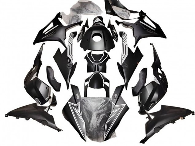 BMW S1000RR Motorrad Verkleidung 2019-2022 - Matt Schwarz Weiss Linie