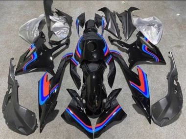BMW S1000RR Motorrad Verkleidung 2019-2022 - Schwarz Doppel blau Rot