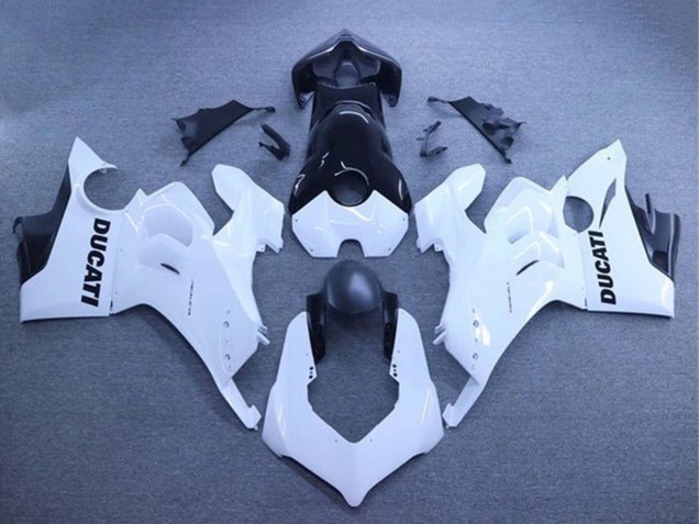 Ducati Panigale V4 V4S Motorrad Verkleidung 2020-2021 - Weiss Glanzendes Schwarz