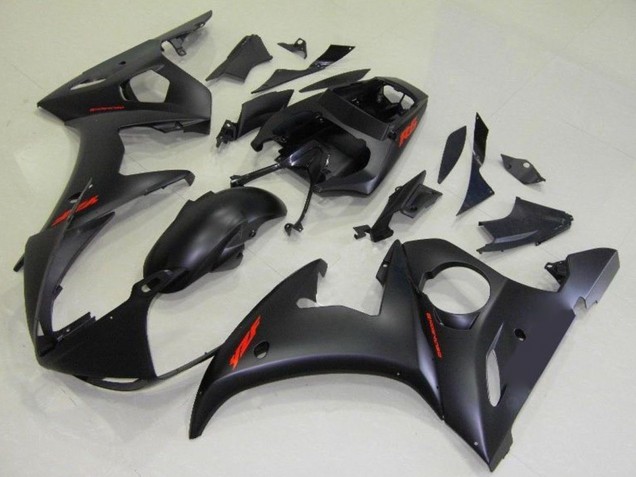 Yamaha YZF R6 Motorrad Verkleidung 2003-2004 - Matt Schwarz Rot Aufkleber