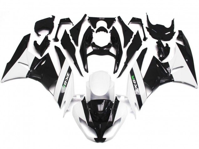 Kawasaki ZX6R Motorrad Verkleidung 2009-2012 - Weiss Glanzendes Schwarz