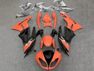 Kawasaki ZX6R Motorrad Verkleidung 2009-2012 - Orange Glanzendes Schwarz