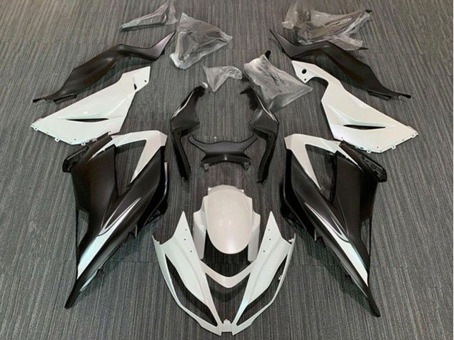Kawasaki ZX6R Motorrad Verkleidung Kit 2013-2018 - Weiss Matt Schwarz