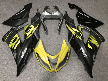 Kawasaki ZX6R Motorrad Verkleidung 2013-2018 - Matt Schwarz Gelb