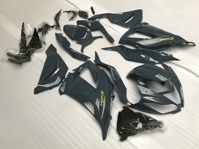 Kawasaki ZX6R Motorrad Verkleidung 2013-2018 - Dunkel Grau Gelb