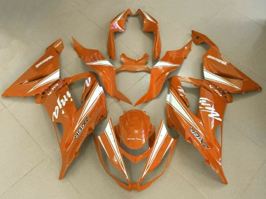 Kawasaki ZX6R Motorrad Verkleidung 2013-2018 - Orange Weiss