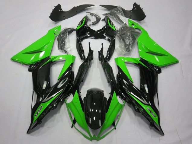 Kawasaki ZX6R Motorrad Verkleidung 2013-2018 - Grun Glanzendes Schwarz