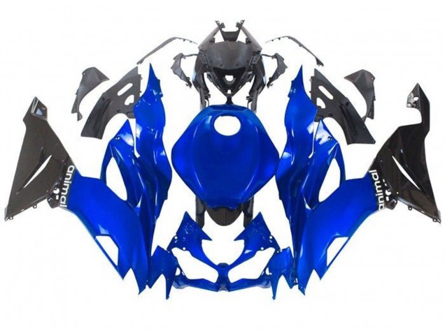 Kawasaki ZX6R Motorrad Verkleidung 2019-2022 - Blau Glanzendes Schwarz