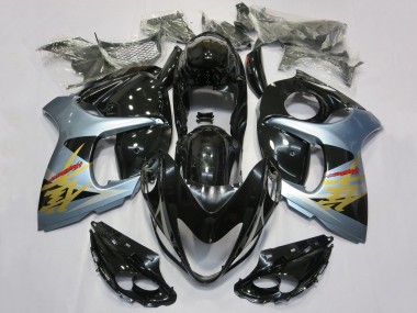 Suzuki GSXR 1300 Hayabusa Motorrad Verkleidung 2008-2020 - Glanzendes Schwarz Hellblau Gold