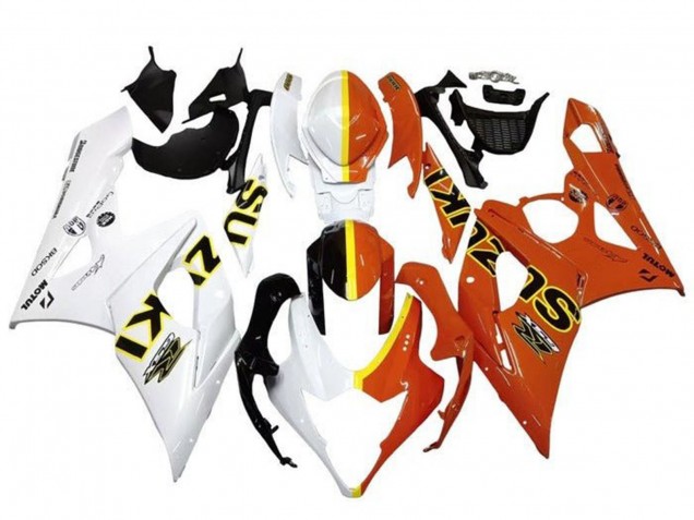 Suzuki GSXR 1000 Motorrad Verkleidung 2005-2006 - Weiss Orange Gelb Geteiltes
