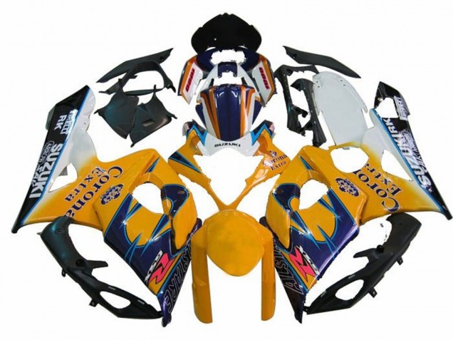 Suzuki GSXR 1000 Motorrad Verkleidung 2005-2006 - Weiss Gelb Blau Schwarz Corona