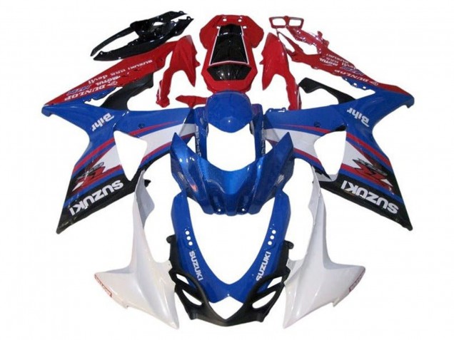 Suzuki GSXR 1000 Motorrad Verkleidung 2009-2016 - Blau Weiss Rot Schwarz Streifen