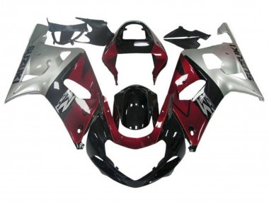 Suzuki GSXR 600 / GSXR 750 Motorrad Verkleidung 2001-2003 - Silber Rot Glanzendes Schwarz