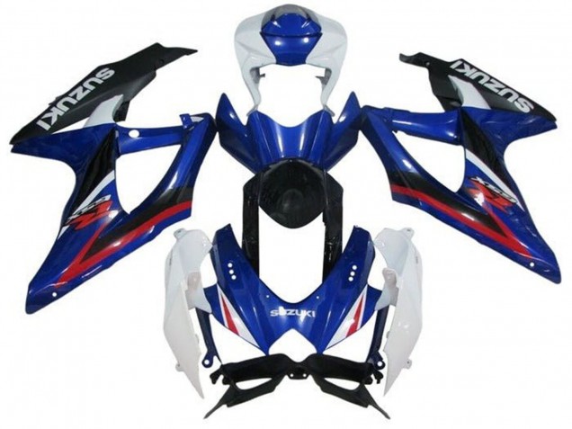 Suzuki GSXR 600 / GSXR 750 Motorrad Verkleidung 2008-2010 - Weiss Blau Rot Schwarz