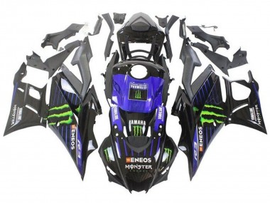 Yamaha YZF R3/R25 Motorrad Verkleidung 2019-2021 - Blau Glanzendes Schwarz Grun ENEOS Monster