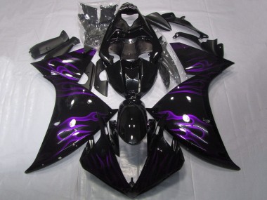 Yamaha YZF 1000 R1 Motorrad Verkleidung 2009-2011 - Glanzendes Schwarz Lila Flamme