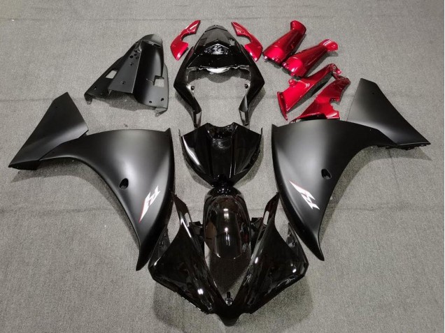 Yamaha YZF 1000 R1 Motorrad Verkleidung 2009-2011 - Glanzendes Schwarz Matt Schwarz Rot