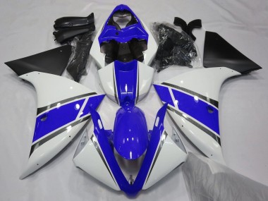 Yamaha YZF 1000 R1 Motorrad Verkleidung 2009-2011 - Weiss Blau Silber Matt Schwarz
