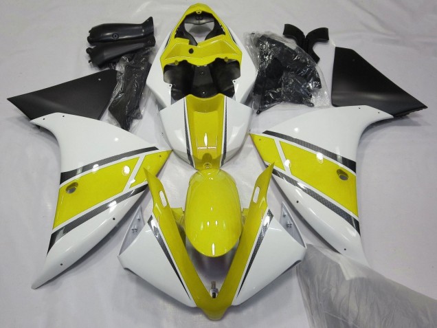 Yamaha YZF 1000 R1 Motorrad Verkleidung 2009-2011 - Weiss Gelb Matt Schwarz