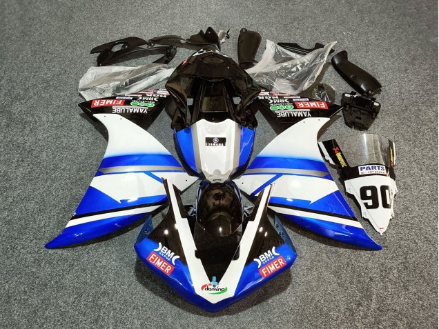 Yamaha YZF 1000 R1 Motorrad Verkleidung 2012-2014 - Weiss Blau Schwarz Fimer Yamalube 90