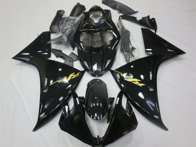Yamaha YZF 1000 R1 Motorrad Verkleidung 2012-2014 - Glanzendes Schwarz Gold Aufkleber