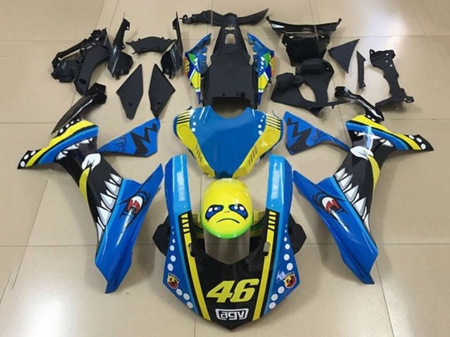 Yamaha YZF 1000 R1 Motorrad Verkleidung 2015-2019 - Blau Gelb Schwarz Hai 46