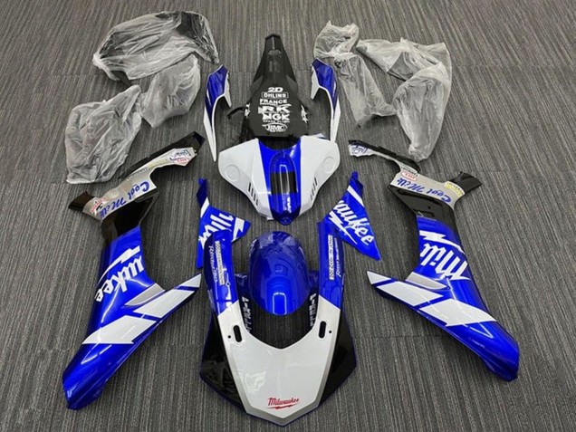 Yamaha YZF 1000 R1 Motorrad Verkleidung 2015-2019 - Weiss Blau Schwarz Milwaukee