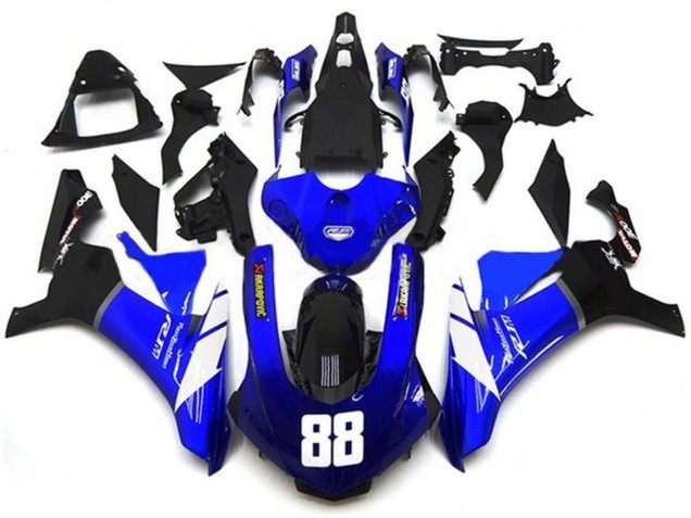 Yamaha YZF 1000 R1 Motorrad Verkleidung 2015-2019 - Blau Weiss Glanzendes Schwarz Akropovic