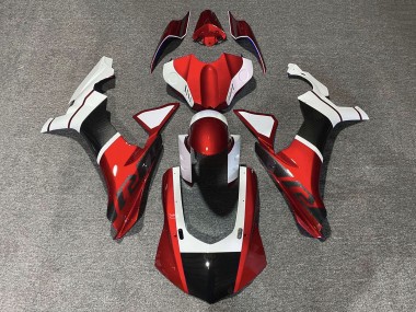Yamaha YZF 1000 R1 Motorrad Verkleidung 2015-2019 - Weiss Rot Kunst Carbonfaser