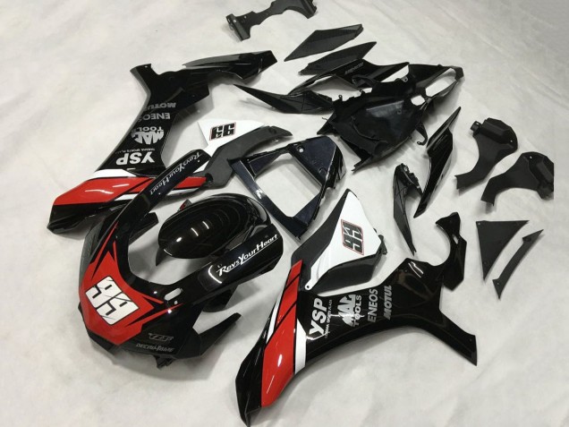 Yamaha YZF 1000 R1 Motorrad Verkleidung 2015-2019 - Glanzendes Schwarz Weiss Rot ENEOS Motul YSP 99