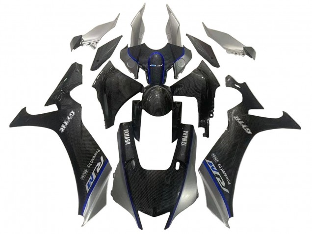 Yamaha YZF 1000 R1 Motorrad Verkleidung 2020-2025 - Kunst Carbonfaser Silber Blau