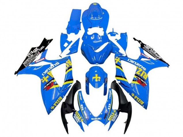 Suzuki GSXR 600 / GSXR 750 Motorrad Verkleidung 2006-2007 - Blau Gelb Schwarz Rizla