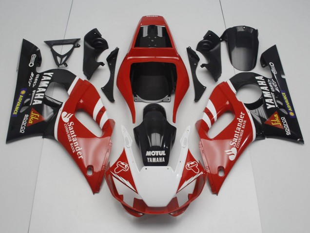 Yamaha YZF R6 Motorrad Verkleidung 1998-2002 - Rot Weiss Schwarz Motul Santunder