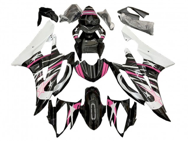 Yamaha YZF R6 Motorrad Verkleidung 2006-2007 - Weiss Rosa Schwarz Stern Flamme